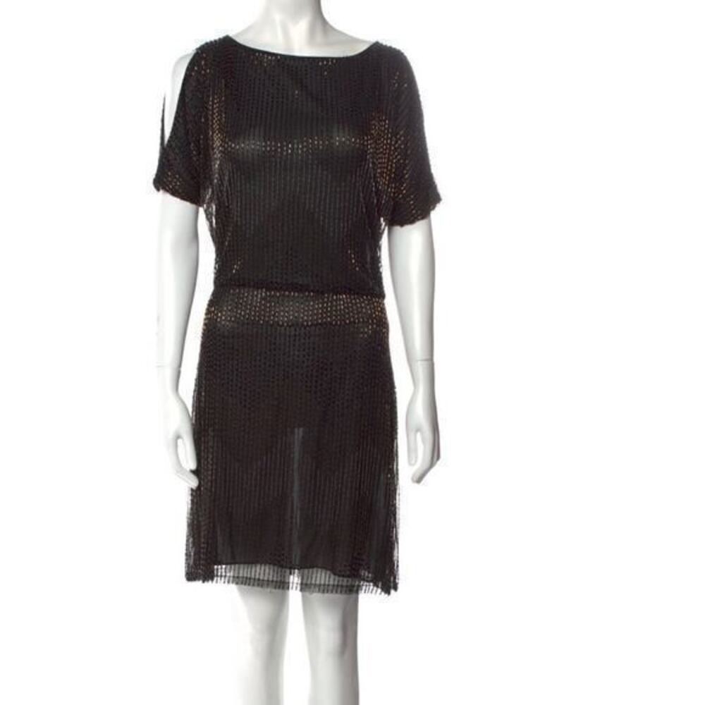 Alice + Olivia Black Mini Fully Beaded Dress Size Small
